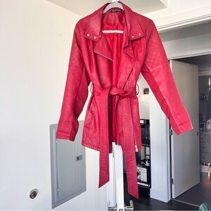 Red Faux Leather Jacket